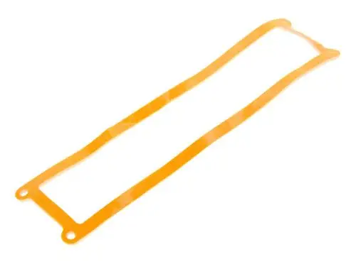 Gummi-Dichtung in leuchtendem Orange, passend für das Brennergehäuse, möglicherweise von Bosch, mit zwei Befestigungslöchern und rechteckiger Form.